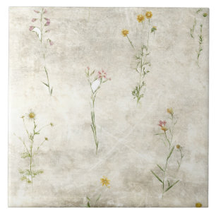 Azulejo De Cerâmica Floral Aquarela Rústica