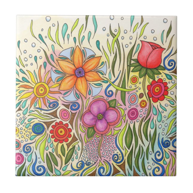 Azulejo De Cerâmica Floral Art Design Fllower 12 (Frente)