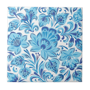 Azulejo De Cerâmica Floral azul