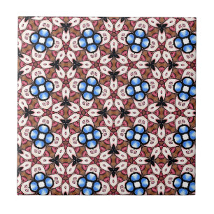 Azulejo De Cerâmica Floral Azul Rosa e Marrom