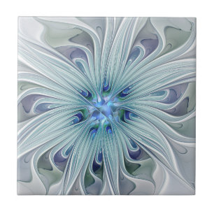 Azulejo De Cerâmica Floral Beauty Abstrato Modern Blue Pastel Flower