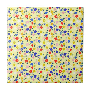 Azulejo De Cerâmica Floral Bonito Delicado em Amarelo Pastel