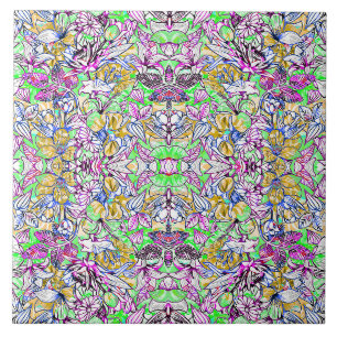 Azulejo De Cerâmica Floral Botânico Colorido