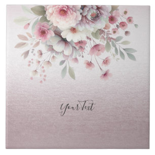 Azulejo de cerâmica floral branco-rosa moderno