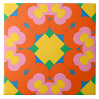 Azulejo de cerâmica floral brilhante - 6"x6"