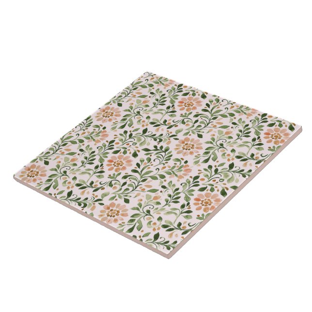 Azulejo De Cerâmica Floral Chic Rosa (Lateral)