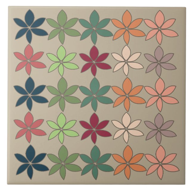 Azulejo De Cerâmica Floral Colorida (Frente)