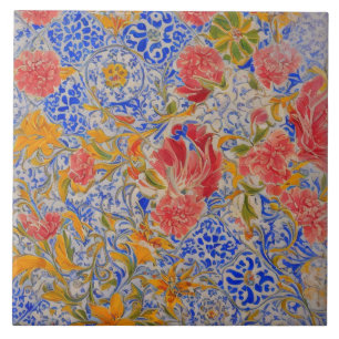 Azulejo de cerâmica floral colorido