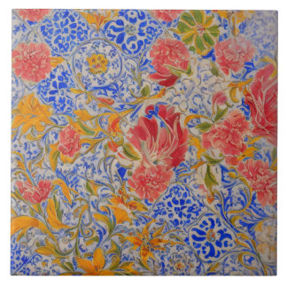 Azulejo de cerâmica floral colorido