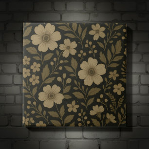 Azulejo De Cerâmica Floral Cottagecore Escuro Quimético