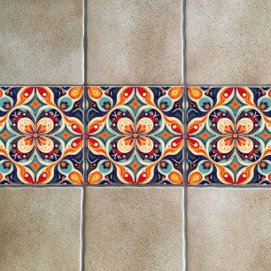 Azulejo De Cerâmica Floral de arte folclórica mexicana revisitada