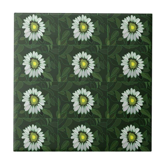Azulejo De Cerâmica Floral de Coneflower Branco (Frente)