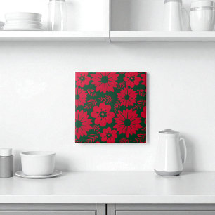 Azulejo De Cerâmica Floral de Cor Vermelha Verde