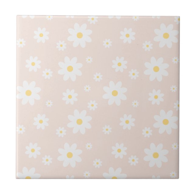 Azulejo De Cerâmica Floral de Margarida Branca Simples (Frente)