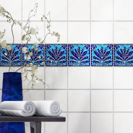 Azulejo De Cerâmica Floral de Mosaico Fragmentado de Vidro Azul