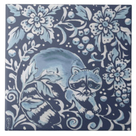 Azulejo De Cerâmica Floral de Ornamentado Branco Clássico Azul