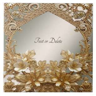 Azulejo de cerâmica floral de Ornamentado Dourado