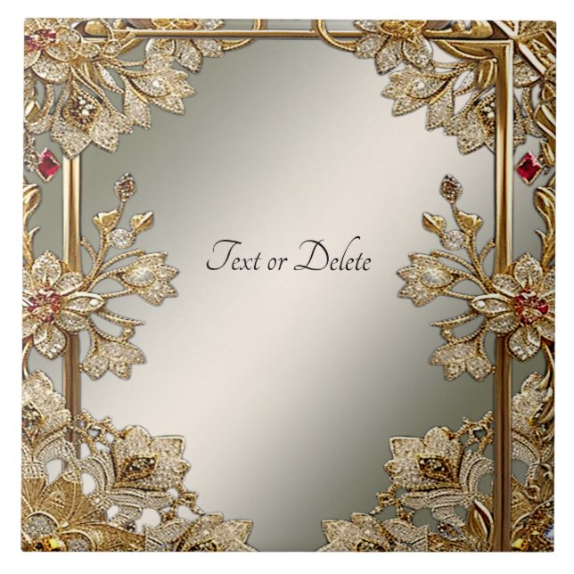 Azulejo de cerâmica floral de Ornamentado Dourado (Frente)