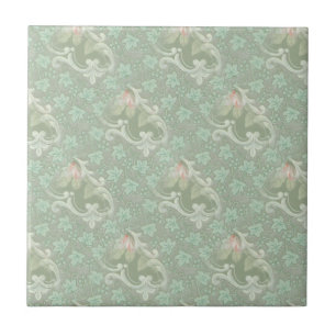 Azulejo de cerâmica floral de Pastel verde-marinho