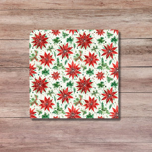 Azulejo De Cerâmica Floral de Poinsettia Vermelha e Verde Natal