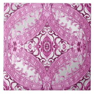 Azulejo de cerâmica floral, decorativa, rosa