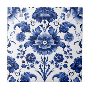 Azulejo De Cerâmica Floral Delft Blue