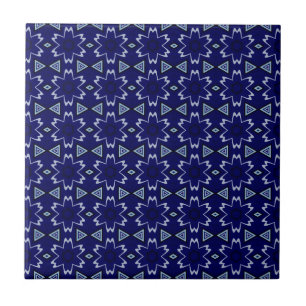 Azulejo De Cerâmica Floral Digital Marinho