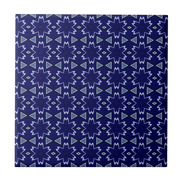 Azulejo De Cerâmica Floral Digital Marinho (Frente)