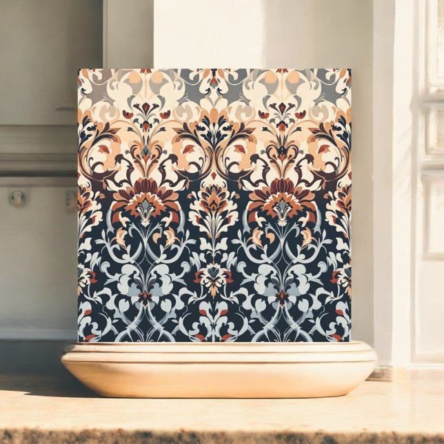 Azulejo De Cerâmica Floral do Horizonte Azul (Criador carregado)