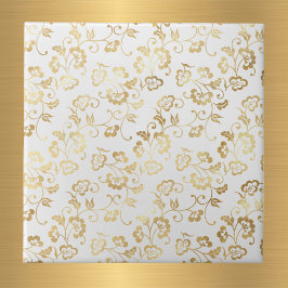 Azulejo De Cerâmica Floral Dourado Elegante