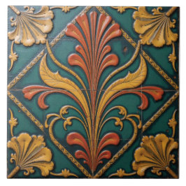 Azulejo De Cerâmica Floral Fanfare no Emerald