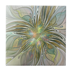 Azulejo De Cerâmica Floral Fantasy Moderna Arte Fractal Flor Com Doura