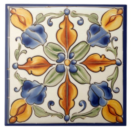 Azulejo De Cerâmica Floral Flor-Azul-Mediterrâneo Flor Simples