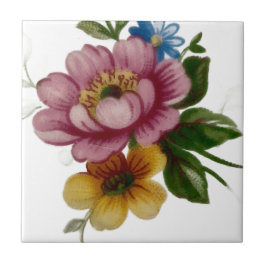 Azulejo De Cerâmica Floral Inspirado em Porcelana