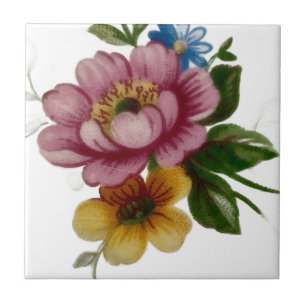 Azulejo De Cerâmica Floral Inspirado em Porcelana