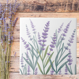 Azulejo De Cerâmica Floral Lavanda Roxa Aquarela