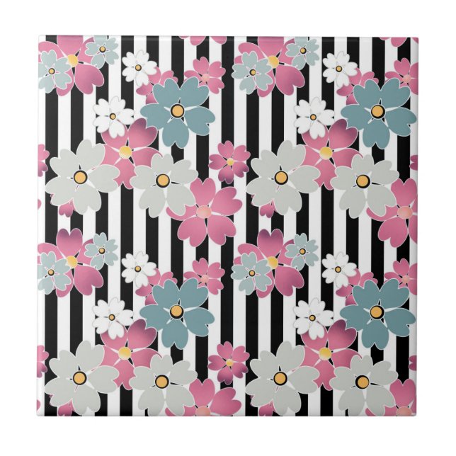 Azulejo De Cerâmica Floral, listrado (Frente)