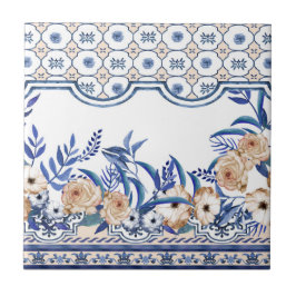Azulejo De Cerâmica Floral Mediterrâneo 