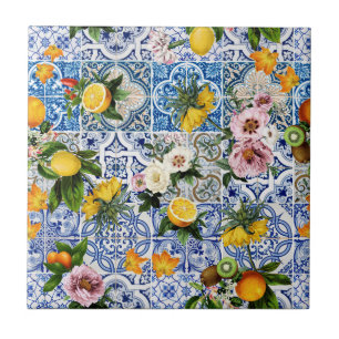 Azulejo De Cerâmica Floral Mediterrâneo 