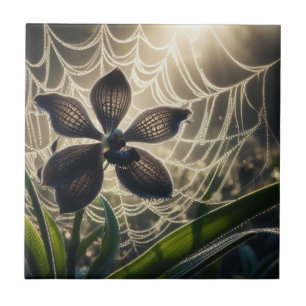 Azulejo De Cerâmica Floral Orquídea Negra