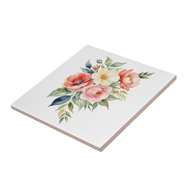 Azulejo De Cerâmica Floral Pastel Bonito (Lateral)