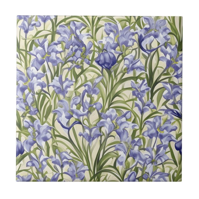 Azulejo De Cerâmica Floral Pattern Bluebell Flowers (Frente)