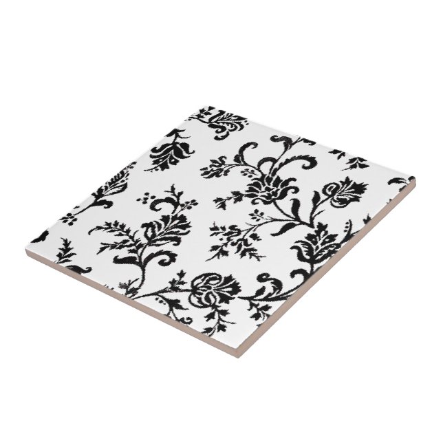 Azulejo De Cerâmica Floral preto e branco (Lateral)