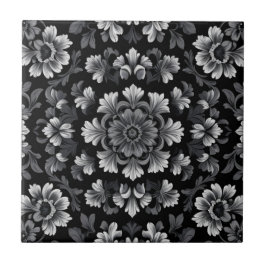 Azulejo De Cerâmica Floral preto e branco impressionante
