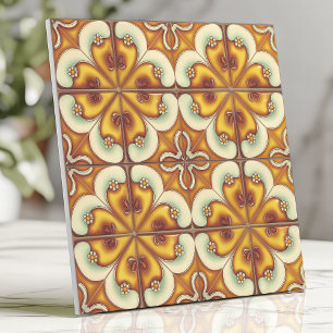 Azulejo De Cerâmica Floral Retro Amarelo e Marrom