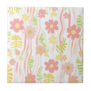 Azulejo De Cerâmica Floral Retro Pastel (3)