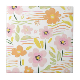 Azulejo De Cerâmica Floral Retro Pastel (7)