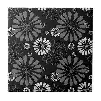 Azulejo De Cerâmica Floral Retro Preto e Branco