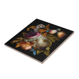 Azulejo De Cerâmica Floral Romântico Dramático "Velho Mundo"