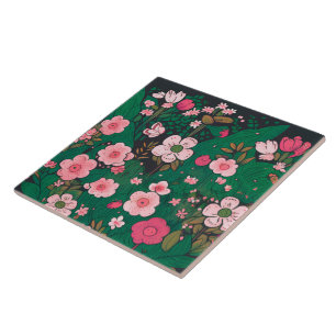Azulejo de Cerâmica Floral Rosa Caprichoso